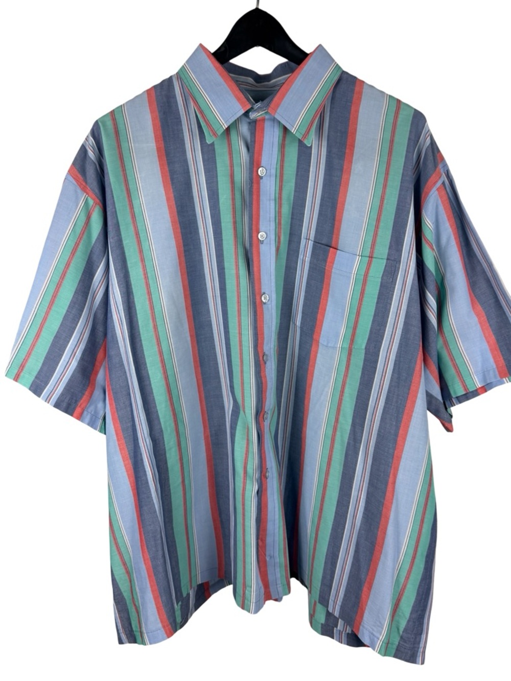 Vintage 1970s Sir William Striped Disco Front Pocket Button Up Shirt Size 2XL